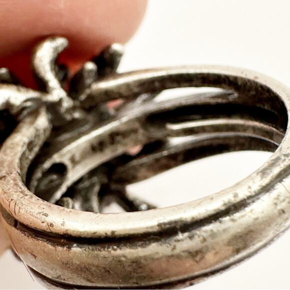 Lucky Brand Antique Look Distressed Silver Purple Boho Ring Adjustable Size 5-7 - Picture 10 of 10